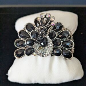 Black Crystal Peacock Statement Bracelet